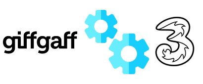 Some cogs with giffgaff and Three logos