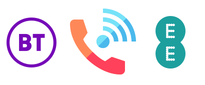 WiFi calling symbol with EE and BT logos