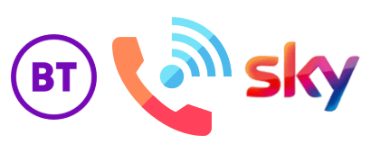 WiFi calling symbol with Sky and BT logos