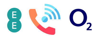 WiFi calling symbol with O2 and EE logos