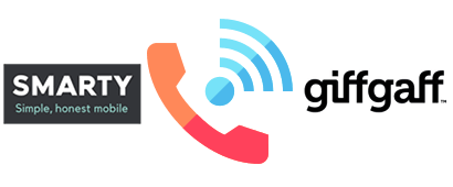 WiFi calling symbol with SMARTY and giffgaff logos