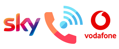 WiFi calling icon between Vodafone and Sky Mobile logos