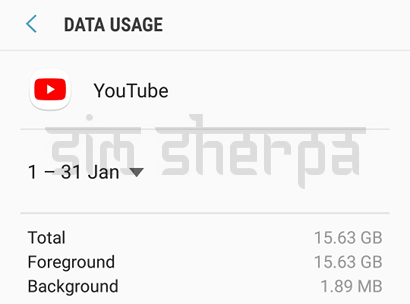 Screenshot of YouTube app usage